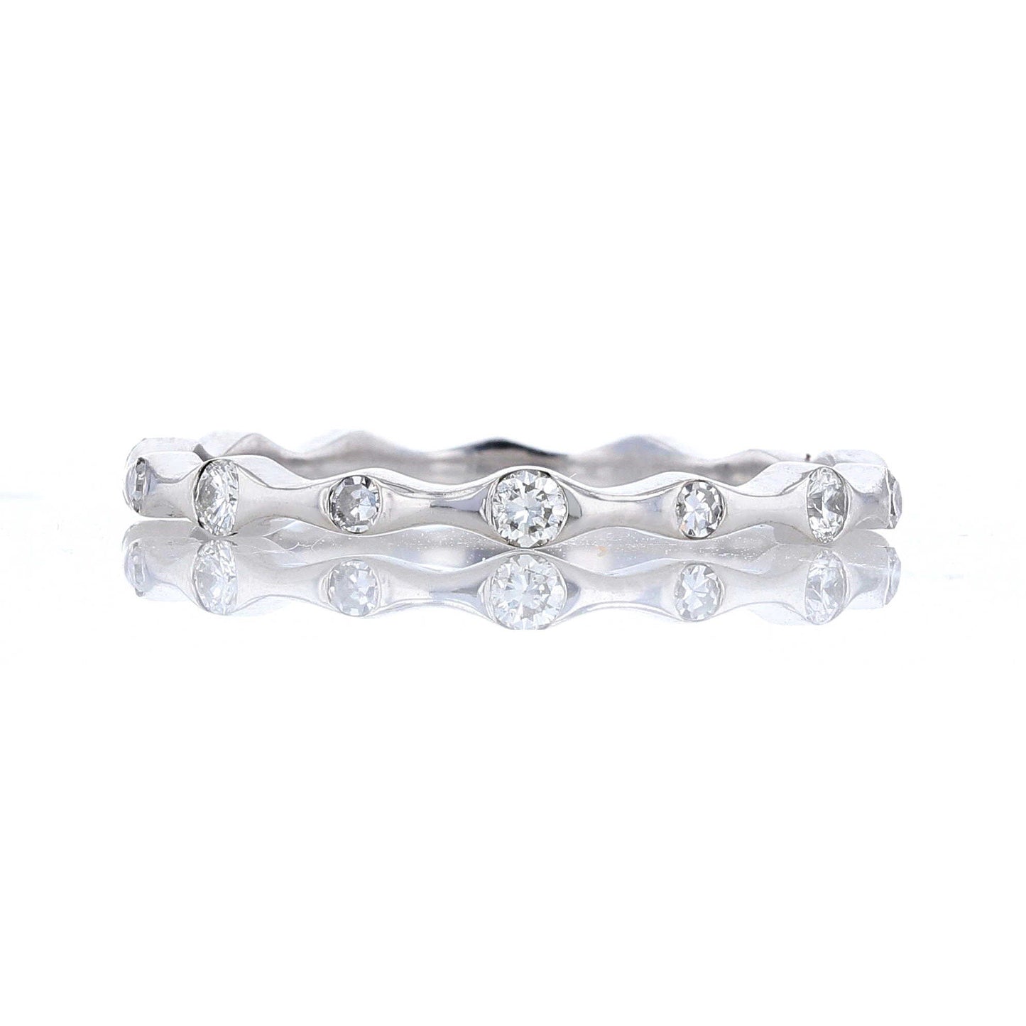 Dainty Scalloped Diamond Eternity Wedding Band Front View