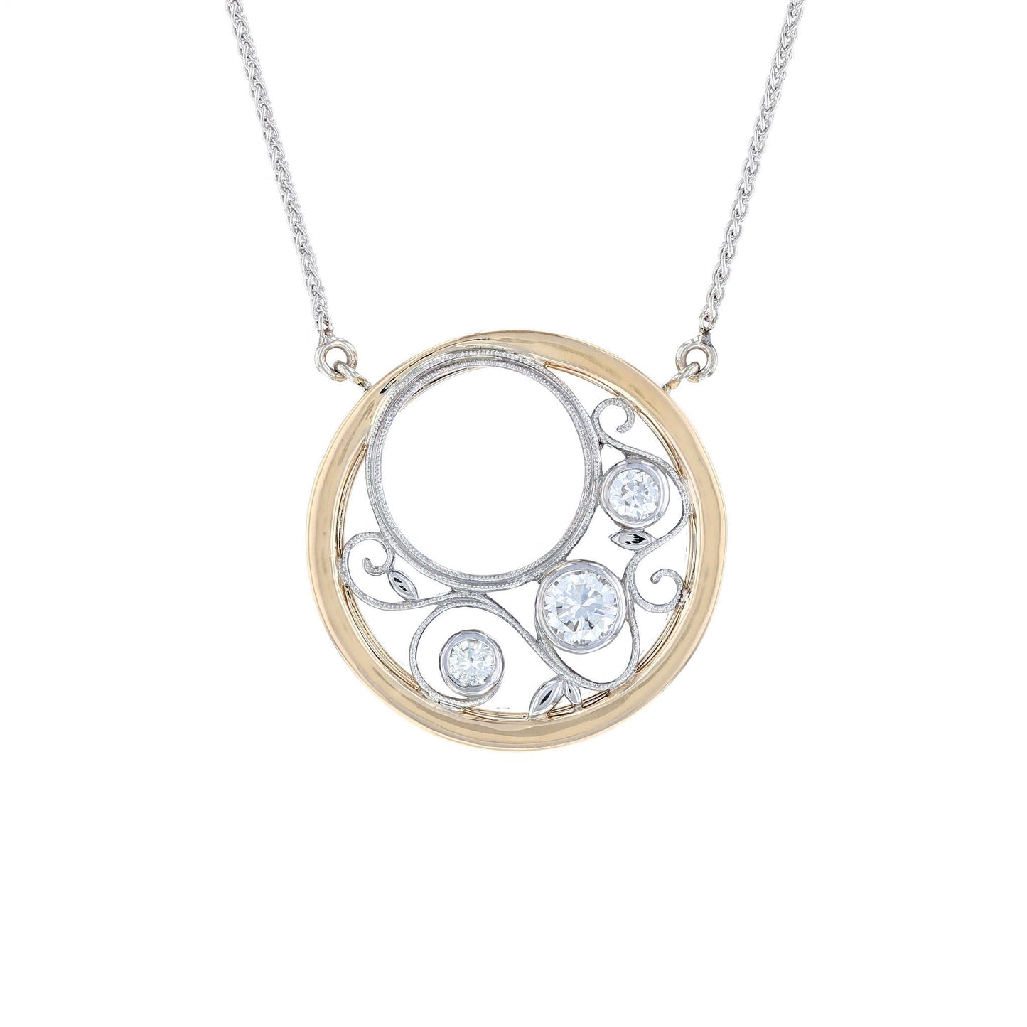 Two Tone Filigree Circle Necklace