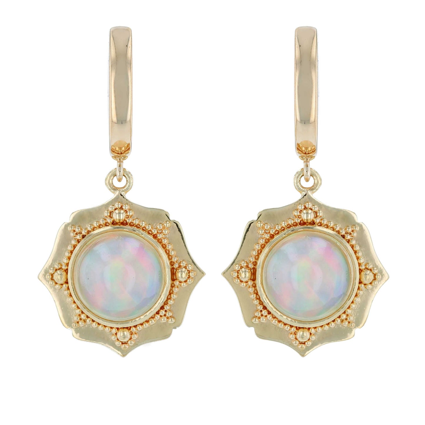 Vintage Halo Opal Drop Earrings