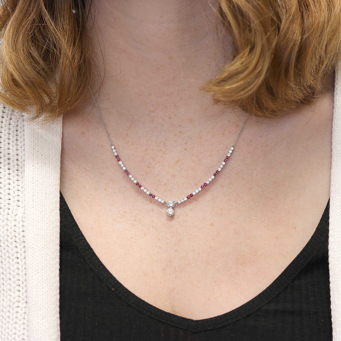 Alternating Ruby & Diamond Necklace
