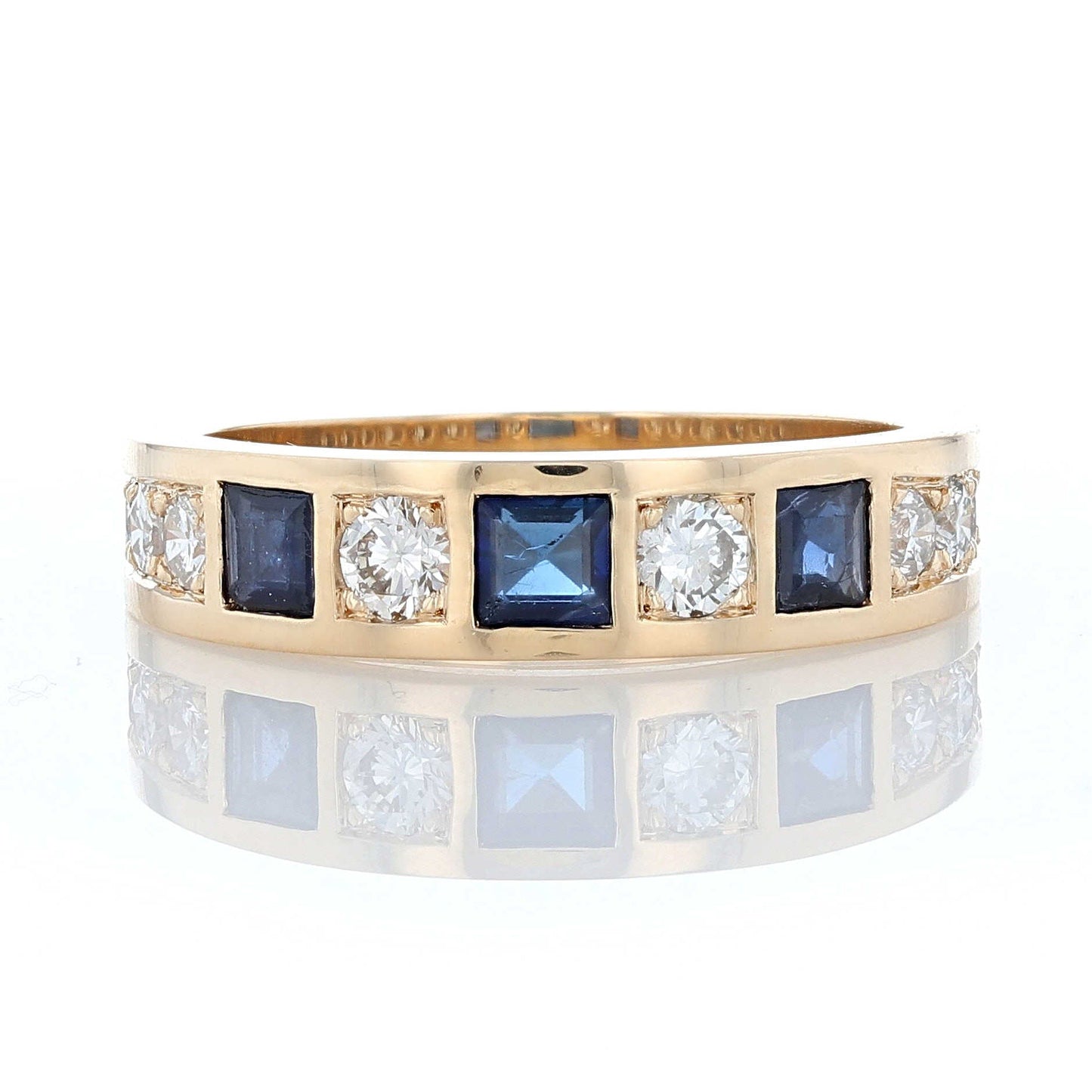 Sapphire and Diamond Wedding Band Front View