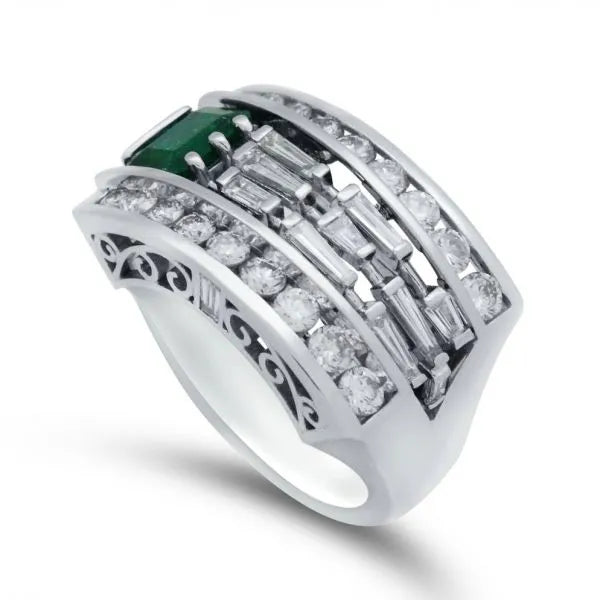 Wide Emerald Channel Set Ring