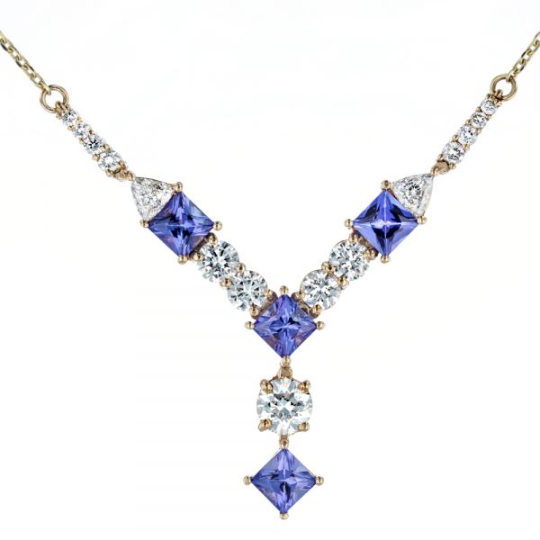 Tanzanite and diamond lariat necklace