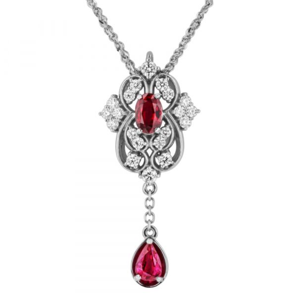 Antique inspired ruby pendant with drop