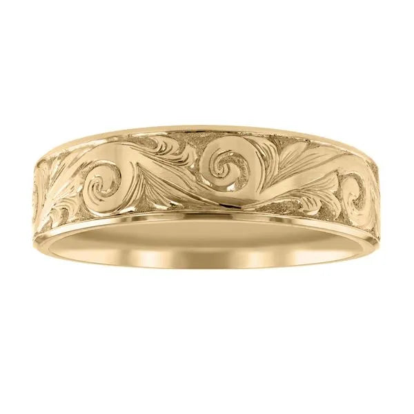 Intricate Scroll Engraved Wedding Band
